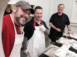 Our Knight servers Mike Walsh, Jim Cosgrove and Clete Beckel were ready to dish out the vittles.